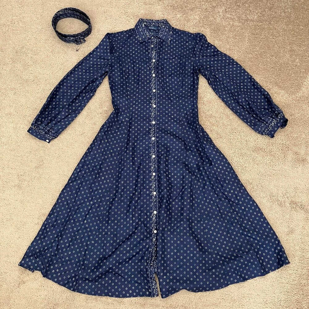 NWT Polor Ralph Lauren Mixed-Print Mulberry Silk Shirtdress - Picture 2 of 5